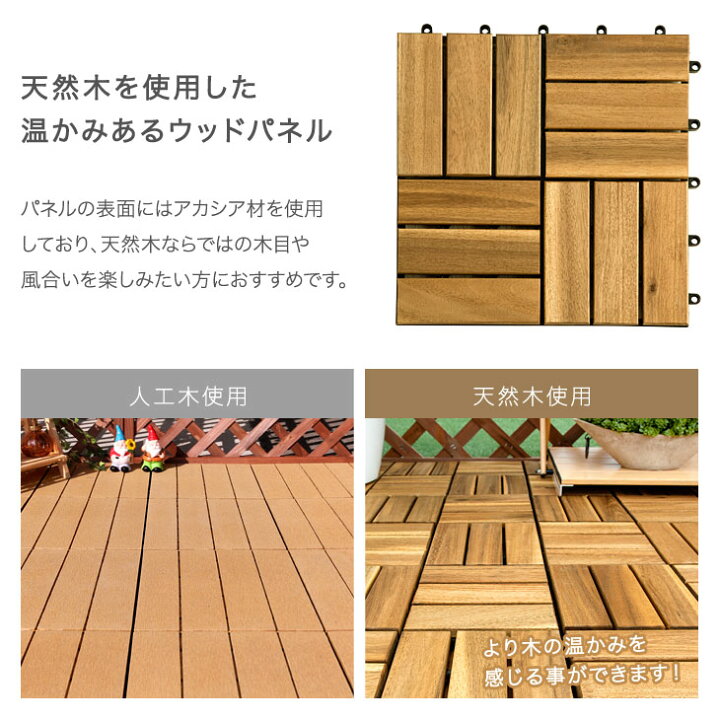 楽天市場 アカシア天然木 ウッドパネル 27枚セット 高耐久 30 30cm ジョイント式 ウッドタイル ウッド ウッドデッキパネル パネルデッキ パネル タイル 天然木 27枚 2 4平米用 正方形 おしゃれ ベランダ 庭 ガーデン ガーデニング Diy タンスのゲン Design The Future