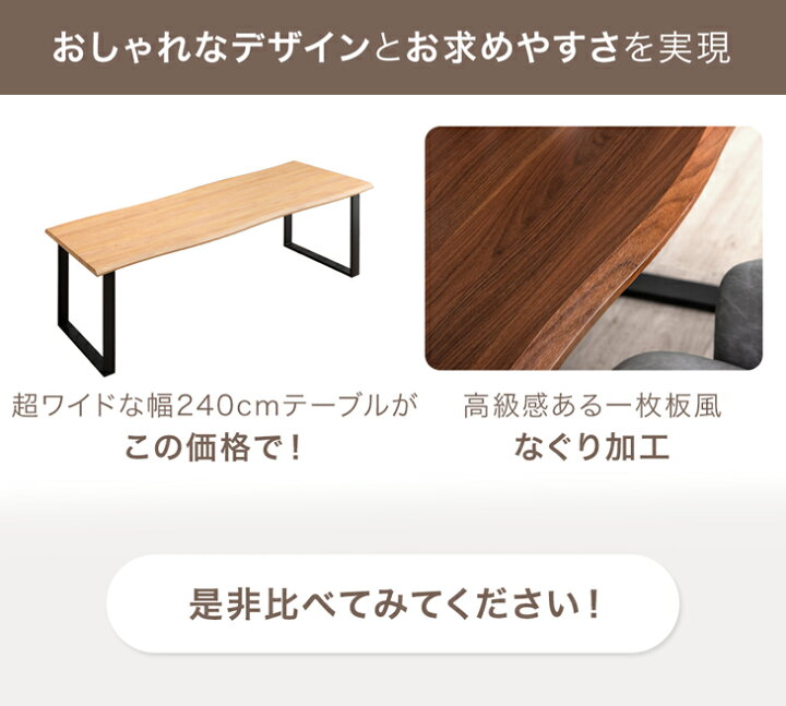 楽天市場】【正午~5％引クーポン】 240cm ダイニングテーブル 単品 8人 