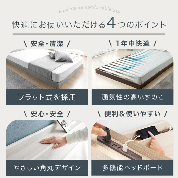 楽天市場】ローベッド すのこ ベッド フレーム USB・コンセント&スマホ 