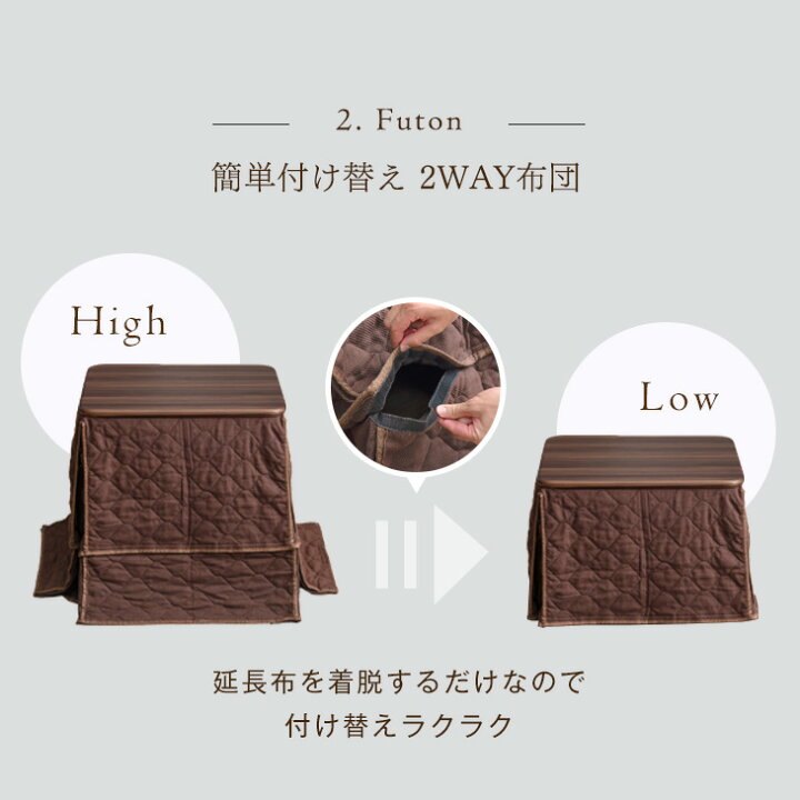 楽天市場】パーソナルこたつ 3点セット 2WAY 高さ調節 脚元暖か 保温  