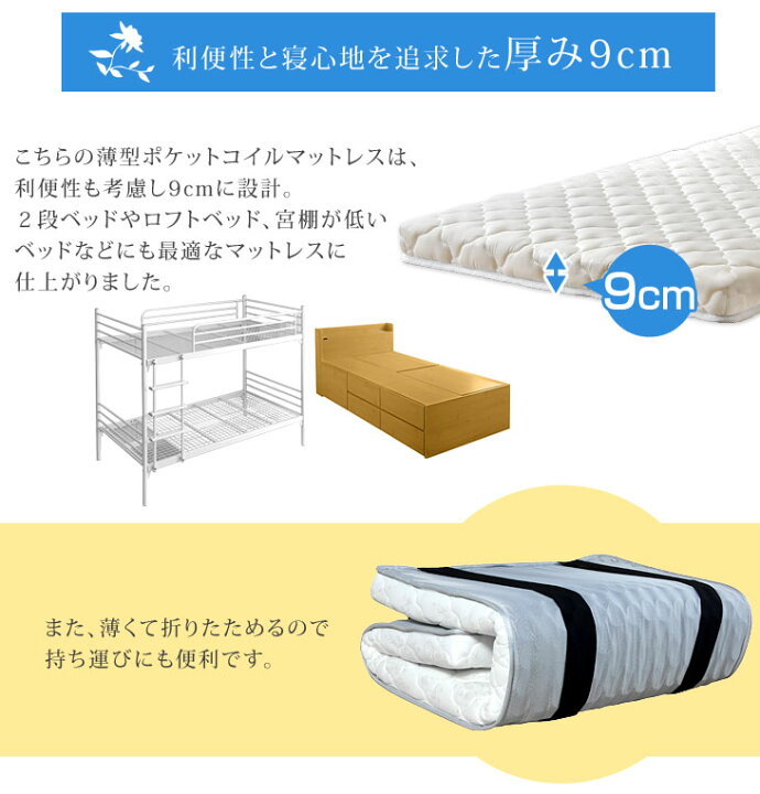 楽天市場】【20時~クーポン5％引】 高密度コイル465個 9センチ 薄型 
