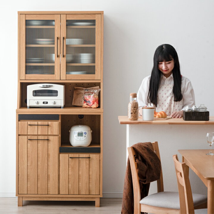 楽天市場】キッチンラック 幅80 カントリー調 大容量 大川家具 完成品 