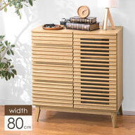 【正午~5%引クーポン】 キャビネット 天然木 サイドボード 完成品 80cm アッシュ 無垢 使用 ナチュラル …