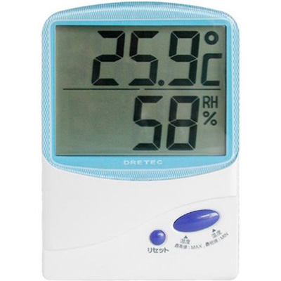 DRETEC 値引き メール便での発送商品 未使用 デジタル温湿度計 ブルー O-206BL