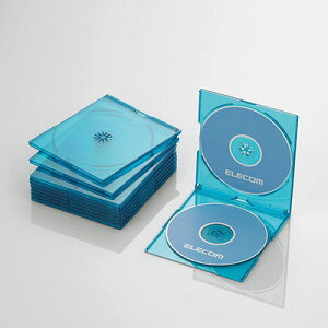 エレコム CD/DVDスリムプラケース/2枚収納/10パック/クリアブルー CCD-JSCSW10CBU