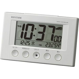 リズム 電波時計 目覚まし時計 電子音アラーム 温度 湿度 カレンダー フィットウェーブスマート(白) 8RZ166SR03