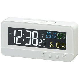 【あす楽】MAG 明るさ調整機能付き4色カラー液晶電波時計。目覚まし時計にも 電波デジタル時計 カラーハープ (ホワイト) T-684WH