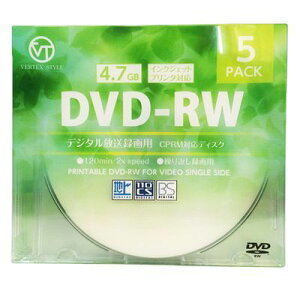 y[ւł̔izDVD-RW(Video with CPRM) JԂ^p 120 1-2{ 5P CNWFbgv^Ή(zCg) VERTEX DRW-120DVX.5CAy[ڈF1Tԁz DVD-RW CPRM^ CNWFbgv