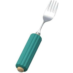 斉藤工業 【メール便での発送商品】ラクラクシリーズ 木製丸型ハンドル(R-2 フォーク 大) OLK03001 ラクラクシリーズ 木製ハンドル スプーン 握力 ステンレス 手に優しい 自由自在