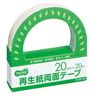 (まとめ) TANOSEE 再生紙両面テープ カッター付 20mm×20m 1巻 【×30セット】 ds-2236998のサムネイル