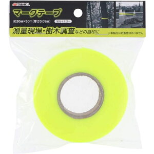 マークテープ 蛍光イエロー 30mm×50m TAKAGI 4907052180376 目立つ 測量現場 樹木調査