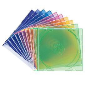【あす楽】サンワサプライ Blu-ray・DVD・CDケース(スリムタイプ・10枚セット・5色ミックス) FCD-PU10MXN