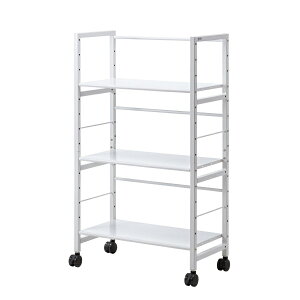 サンワサプライ 高耐荷重ワゴン(3段) WG-208 高耐荷重 ファイルワゴン 耐荷重100Kg 傾斜棚 移動用 キャスター付 スチール製 組立式 ホワイト 100kg耐荷重