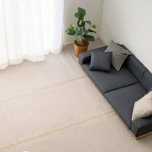 い草風 ラグマット 絨毯 江戸間6畳 約261×352cm グレー 洗える い草 カーペット 四条 しじょう ホットカーペット可 リビング【代引不可】 ds-2545656