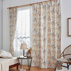 MOOMIN/���[�~�� �h���[�v�J�[�e�� 100×200cm×1���yTINY FLOWER �^�C�j�[�t�����[�z(�O���[) �z�[���e�C�X�g SH-26-MTF200 MOOMIN TINY �Ռ�2�� �`��L�����H �|���G�X�e��100% ���{�� �O���[