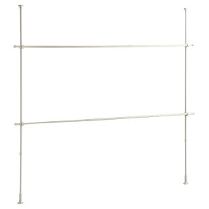 ホームテイスト つっぱりハンガーラック 2段 幅250cm (ホワイト) SH-29-TTHL-2-WH ハンガーラック つっぱり 収納 おしゃれ 質感 高級感 衣類収納 コンパクト 高さ調節 洗面所 部屋干し 幅調節 収納