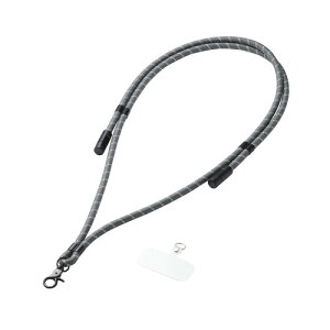 スマホストラップ ケーブル 2in1 (ショルダーストラップ) USB Type-C to C 1.5m PD 60W ブラックストライプ エレコム P-STSDH1CC08BK2