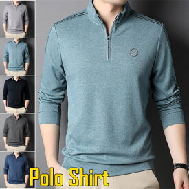 ポロシャツ 長袖ポロシャツ メンズポロシャツ 刺繍 トップス カジュアルポロシャツ ジャージポロシャツ 春物 秋服 冬服 ゴルフウェア 上着