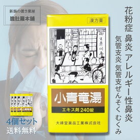 花粉症 薬 小青竜湯エキス錠 240錠【大峰堂】 4個 花粉症 漢方薬 気管支炎 気管支ぜんそく 鼻炎 アレルギー性鼻炎 むくみ 漢方 感冒【第2類医薬品】【送料無料】 P10 小青竜湯 錠剤 鼻炎薬 鼻炎 漢方