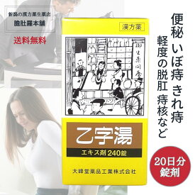 乙字湯 エキス錠 20日分 240錠 痔 漢方 便秘 体力中等度以上で使用可能 ぢ 大便かたい いぼ痔 きれ痔 痔核 便秘 軽度 脱肛 薬 おつじとう 漢方薬 生薬 お尻の悩み お尻 めぐり改善【第2類医薬品】【大峰】痔の薬 P3 TOP-c 楽天