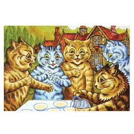 ポストカード 【猫のお茶会】ルイス・ウェイン 世界の名画 イギリス 猫 オリジナルポストカード ポスカ ネコ ねこ 絵画 アート メッセージカード おしゃれ インテリア