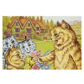 ポストカード 【庭にいる猫の家族】 ルイス・ウェイン 世界の名画 イギリス 猫 オリジナルポストカード ポスカ ネコ ねこ 絵画 アート メッセージカード おしゃれ