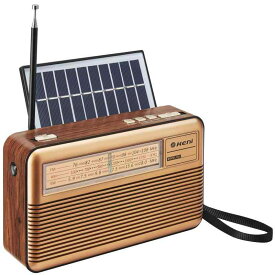 ポータブルラジオ FM/AM/SW ラジオ USB/SDカード対応MP3プレーヤー 懐中電灯 電池式 USB充電/太陽光充電対応 レトロラジオ