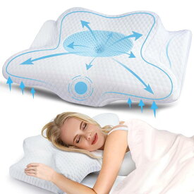 LAMONKE 枕 低反発枕 まくら 肩がラク 人間工学設計 首枕 仰向き 横向き いびき防止 快眠枕 凹型の中空設計 低め 高め 通気性 カバー洗濯可