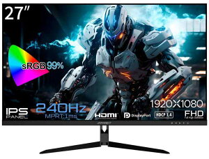 JAPANNEXT 27インチ ゲーミングモニター 240Hz 1ms フルHD 1920x1080解像度 IPS パネル ディスプレイ (HDMI/DisplayPort/VESA対応/ブルーライトカット / 視野角178°) JN-IPS27FHD