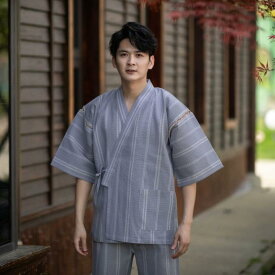 甚平 メンズ 男性用 浴衣 和服 上下セット 綿100% 7分袖 Vネック リラックス ウェア 部屋着 寝間着 ルームウェア 春夏秋冬 オールシーズン