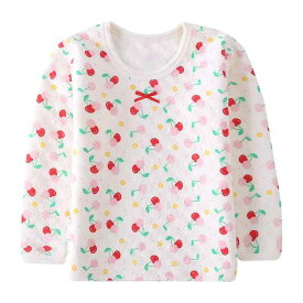 子供用インナー 上下セット 男女兼用 厚手 保温性 コットン100% 春秋冬 部屋着 パジャマ かわいい 象柄 小象 灰色 ピンク系 いちご柄 さくらんぼ柄