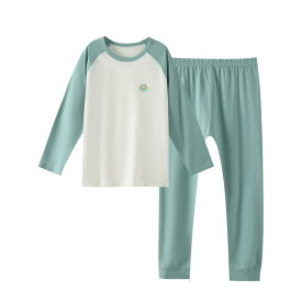 子供用パジャマ 子供服 秋冬 薄手 長袖 トップス パンツ セットアップ 天使豆 再生繊維 吸湿速乾 カエル クジラ ゾウ ウサギ柄 リラックス 部屋着 寝巻き