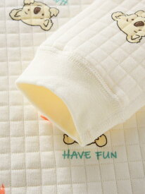 子供用インナー 上下セット 秋冬 三層構造 あったか 高腰 腹巻き付き 肌着 綿100% やわらか 快適 コアラ イチゴ 犬 バラ クマ柄 73 80 90 100 110cm