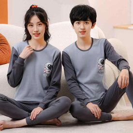 子供用インナー 上下セット 秋冬 綿100% 中学生 男の子 女の子 パジャマ 部屋着 コットン あったか 長袖 長ズボン かわいい カートゥーン リラックス