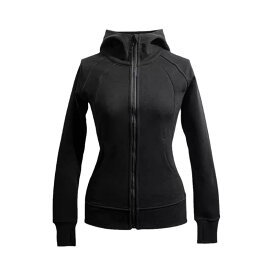 パーカー レディース 春秋 黒 スリムフィット フード付き ジップアップ トップス スポーティー カジュアル 綿混紡 伸縮性