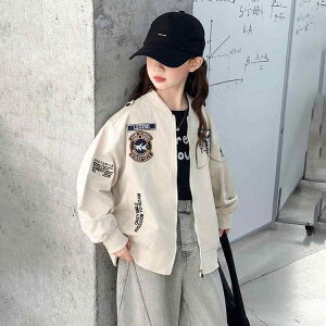 ジャケット キッズ 女の子 子供服 春秋 スポーツ カジュアル 野球 大ガール 刺繍 綿100% 120cm 130cm 140cm 150cm 160cm 170cm ピンク ブラック アイボリー