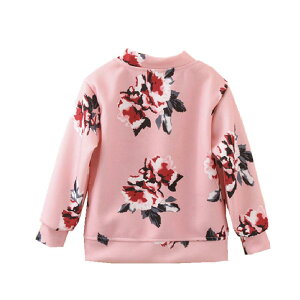 キッズ ジャケット 春秋 薄手 女の子 子供 アウター 花柄 ポリエステル ピンク系 ブラック かわいい おしゃれ カジュアル