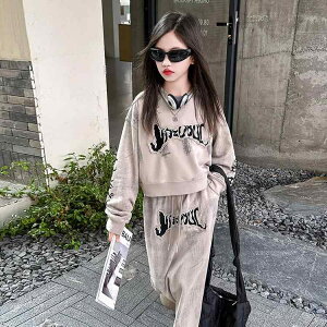 子供用セットアップ ニット カーディガン ワークスカート 女の子 春秋 大童 中大童 長袖 綿 灰色 120-170cm