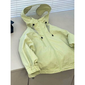 子供服 ジャケット キッズ 男女兼用 アウター ウインドブレーカー 春秋 フード付き 男の子 女の子 140cm 150cm 160cm 170cm アウトドア スポーツ ミドル丈 黄緑