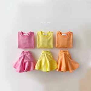 子供用セットアップ 春秋 女の子 2点セット:長袖スウェット チュールスカート 普段着 部屋着 かわいい 73CM 80cm 90cm 100cm 110cm 120cm オレンジ ピンク イエロー