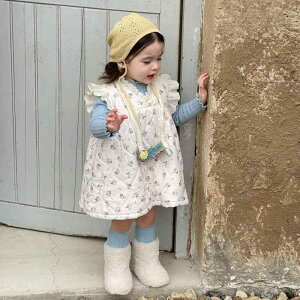 子供用セットアップ スカートスーツ ベビー服 女の子 長袖トップス レース チュールスカート 花柄 かわいい 秋 韓国風 80 90cm