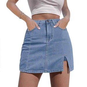 スカート レディース 韓国風 スリット入り タイト デニム ミニスカート 黒 ブラック 赤 レッド グレー ピンク系 白 ホワイト 海 ブルー コーヒー色 軍緑色 アラサー アラフォー 20代 30代 40代