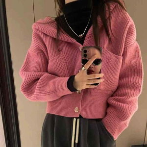 ニット レディース ニットカーディガン 長袖 ?帽 厚手 ゆったり 羽織り アウター トップス ブラック ピンク系 ホワイト グレー 墨?色 浅?色 ??色 ブラウン系 杏色 レッド