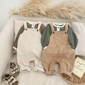 ベビー キッズ コーデュロイ サロペット パンツ 春秋 男女兼用 赤ちゃん 幼児 普段着 韓国風 おしゃれ かわいい 73 80 90 100 110