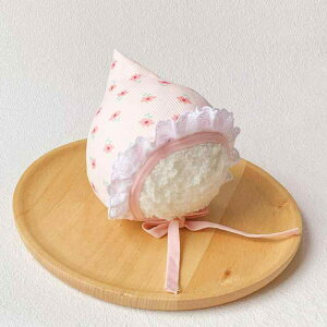 帽子 ベビー 新生児 赤ちゃん 女の子 春秋冬 ニット帽 綿 プリンセス やわらか 無縫製 0-12ヶ月 ホワイト ピンク 花柄 あったか