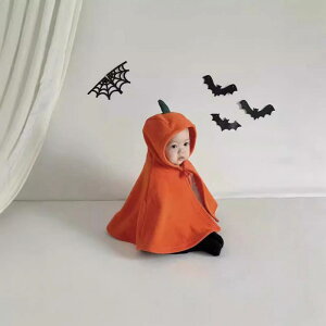 キッズ ポンチョ 子供 ハロウィン コスチューム ベビー ケープ フリース 秋冬 あったか かわいい 仮装 オレンジ ブラック ホワイト 70 80 90 100cm