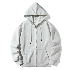 パーカー メンズ レディース スウェット フルジップ 長袖 綿 春秋 薄手 無地 フード付き ビッグシルエット ドロップショルダー 韓国風 ストリート スポーティ カジュアル