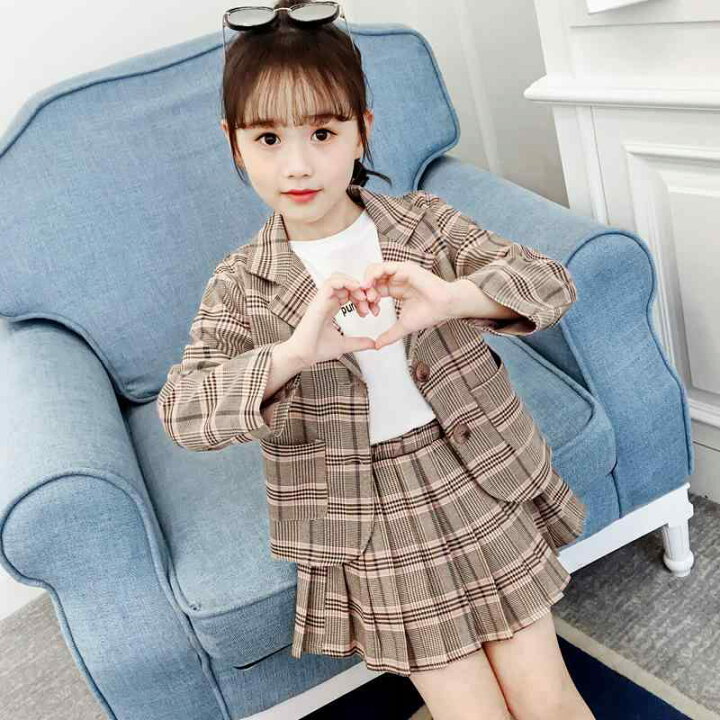楽天市場】子供用スーツ 女の子 チェック柄ジャケット プリーツ 
