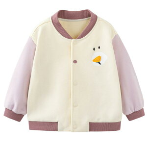 ベビー キッズ 野球 ジャケット アウター 春秋 幼児 子供 男女兼用 ピュアコットン 綿100% スポーツ カジュアル 上着 立襟 配色 かわいい 80 90 100 110 120cm グリーン パープル イエロー