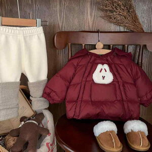 子供用ダウンジャケット ガールズ ベビー服 秋冬 兎耳フード付き 暖か 白ダックダウン かわいい プリンセススタイル アウターウェア 防寒着 ナイロン製 66 73 80 90 100